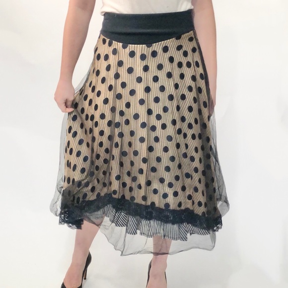 TRELISE COOPER Skirts Trelise Cooper Polka Dot Layered Silk Circle